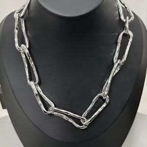 Brut Twisted Molten Silver Chain Link Necklace Hammered Alexis Bittar STYLE MY06